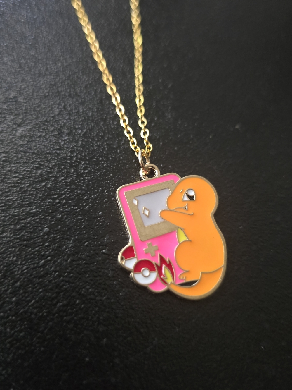 Gold Tone Chain Pokemon Necklace